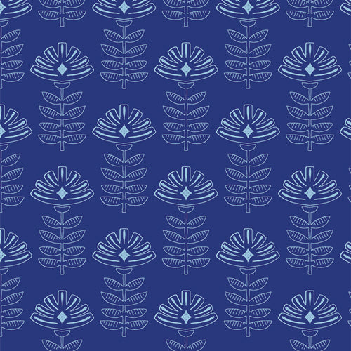 Etched Blooms Cobalt Yardage